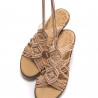 Sandalias planas Mustang beige de crochet atadas al tobillo maria