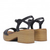 Sandalias tacón Redlove Olivia negras de piel cogidas al tobillo y piso de madera