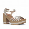 Sandàlies taló Redlove Camila platejades amb diverses tires frontals i pis de fusta