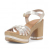 Sandalias tacón Redlove Camila plateadas con varias tiras frontales y de madera