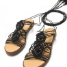 Sandalias planas Mustang negras de crochet atadas al tobillo maria