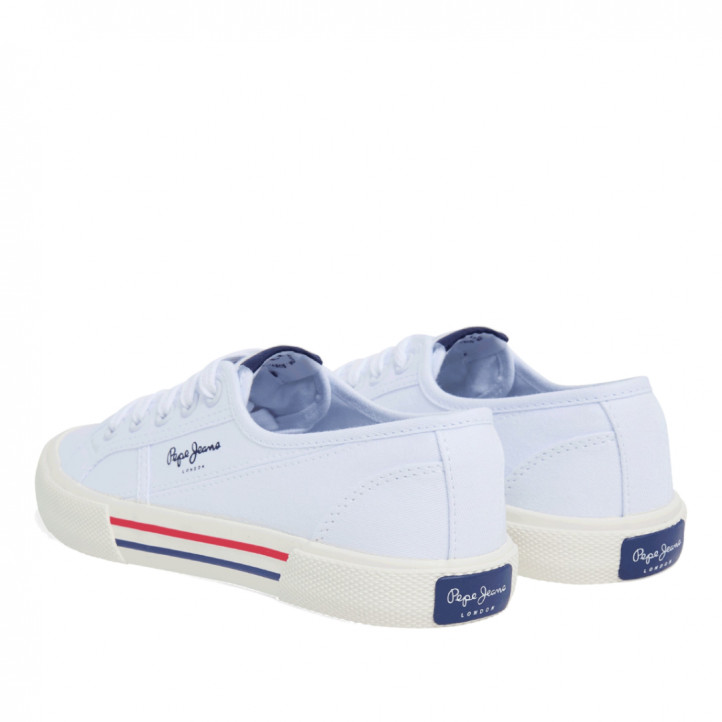 Zapatillas lona Pepe Jeans básicas blancas algodón para mujer - Querol online