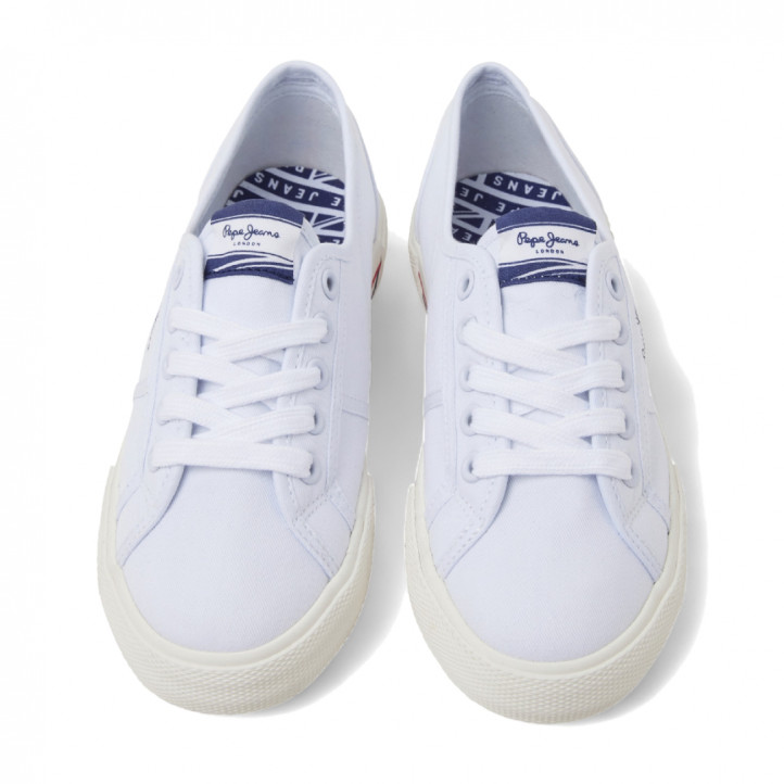 Zapatillas lona Pepe Jeans básicas blancas algodón para mujer - Querol online