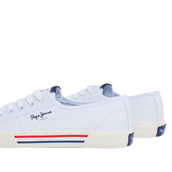 Zapatillas lona Pepe Jeans básicas blancas algodón para mujer - Querol online