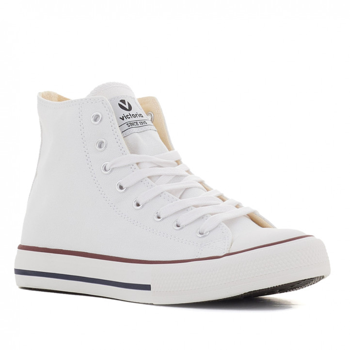 Zapatillas lona Victoria tribu botín basket lona blanca - Querol online