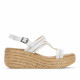 Sandalias cuña Porronet gala blanca y plateada con brillantes - Querol online