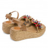 Sandalias cuña Porronet gemma con abalorios en la pala de piel