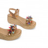 Sandalias cuña Porronet gemma con abalorios en la pala de piel