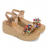 Sandalias cuña Porronet gemma con abalorios en la pala de piel