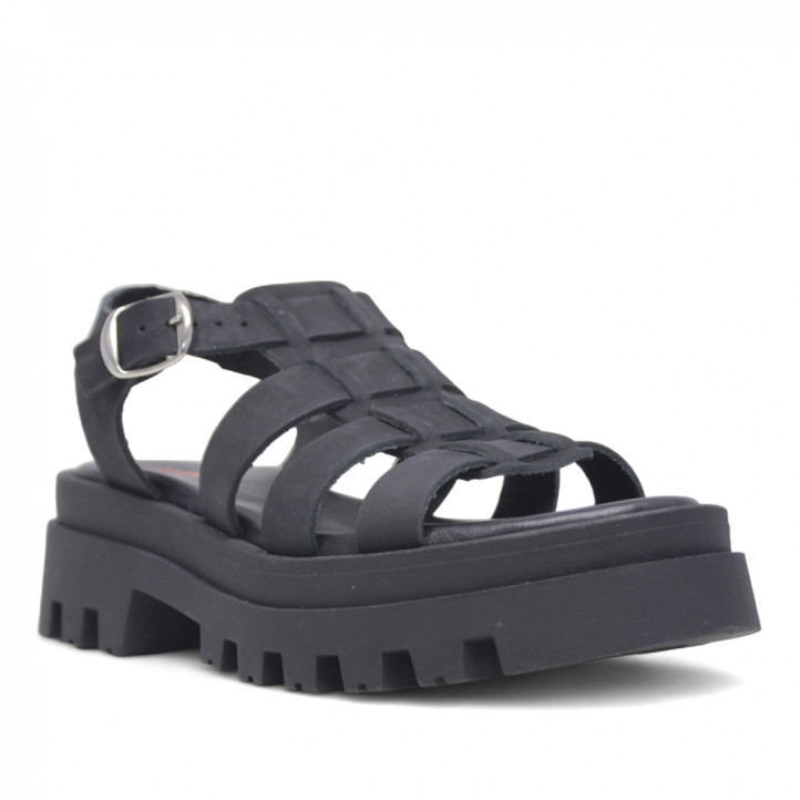 Sandalias plataformas Redlove Nuria chunky negras de tiras con hebilla - Querol online