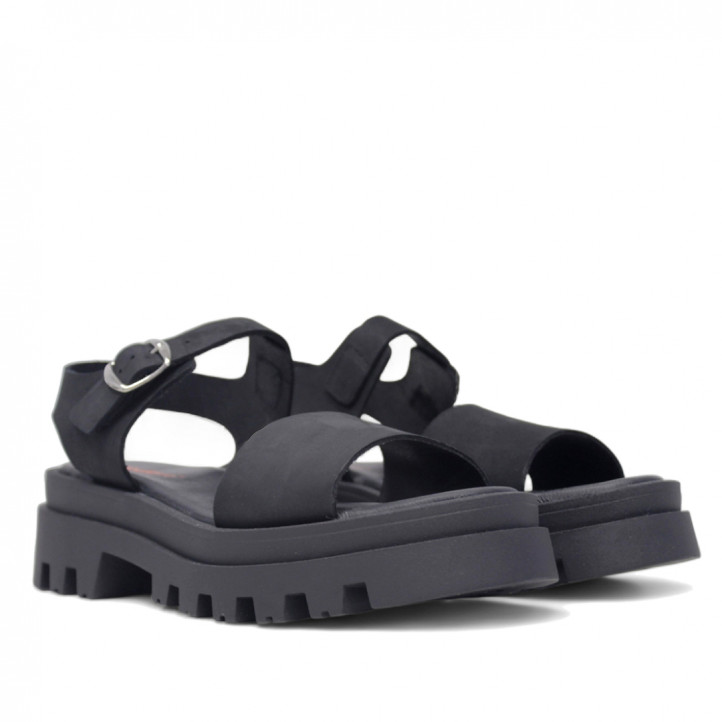 Sandalias plataformas Redlove Teresa chunky negras con banda frontal y hebilla - Querol online