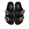 Sandalias planas Gioseppo eldridge total black con hebillas joya estilo bio