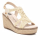 Sandalias cuña Xti beige con diseño de nudos de macramé - Querol online