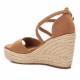 Sandalias cuña Xti camel con cruzado al tobillo - Querol online