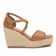 Sandalias cuña Xti camel con cruzado al tobillo - Querol online