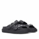 Sandalias planas Owel Dunedin negras con doble banda y hebilla - Querol online