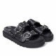 Sandalias planas Owel Dunedin negras con doble banda y hebilla - Querol online