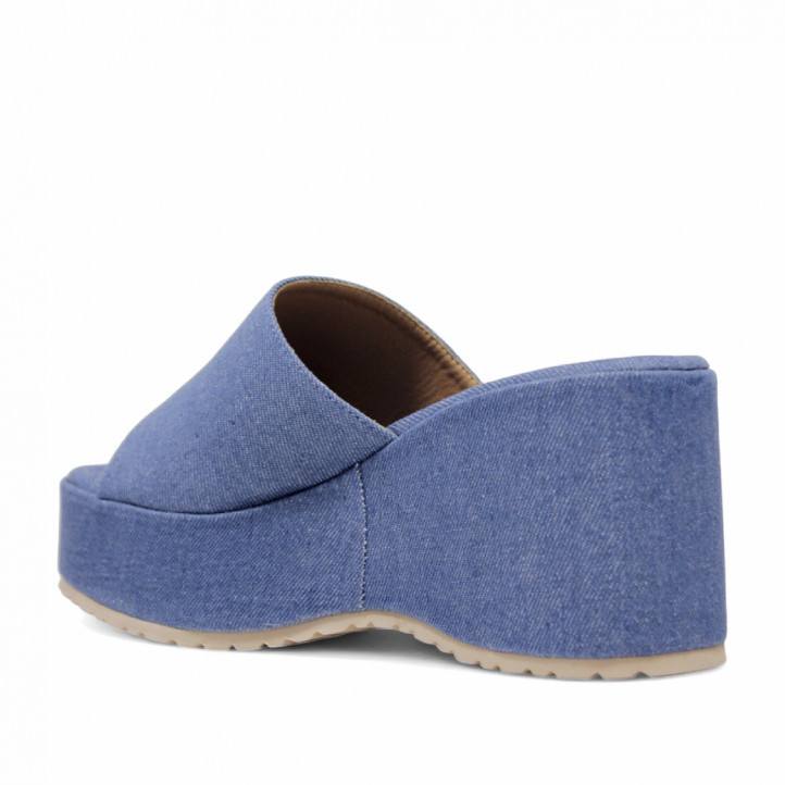 Sandalias plataformas Owel Wellington denim con ligera cuña y pala ancha - Querol online