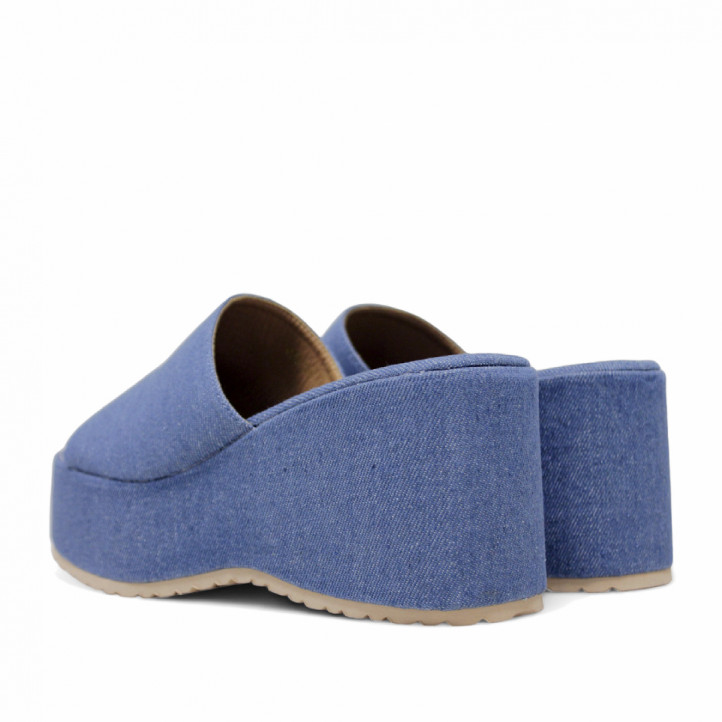 Sandalias plataformas Owel Wellington denim con ligera cuña y pala ancha - Querol online