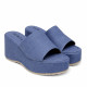 Sandalias plataformas Owel Wellington denim con ligera cuña y pala ancha - Querol online