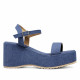 Sandalias cuña Owel Whangarei denim con plataforma y cogidas al tobillo - Querol online