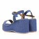 Sandalias cuña Owel Whangarei denim con plataforma y cogidas al tobillo - Querol online