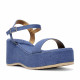 Sandalias cuña Owel Whangarei denim con plataforma y cogidas al tobillo - Querol online