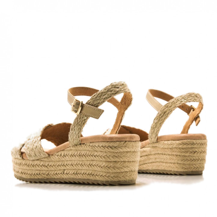 Sandalias plataformas Mustang lita de yute con pulsera dorada - Querol online