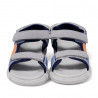 sandalias Querolets estilo deportiva con tres velcros en azul, naranja y gris