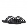 Sandalias planas de cuatro tiras negras con tachuelas