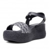 Sandalias cuña Redlove Paula negras con rafia trenzada en tres tonos y de piel