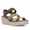 Sandàlies falca Redlove Patricia de pell en tons terra i tancament amb velcro
