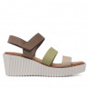 Sandàlies falca Redlove Patricia de pell en tons terra i tancament amb velcro