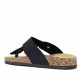 Sandalias planas Querol negras con hebilla ajustable y suela de corcho - Querol online