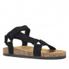 Sandalias planas Querol negras con suela de corcho y cierre de velcro
