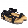 Sandalias planas Querol negras con suela de corcho y cierre de velcro