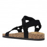 Sandalias planas Querol negras con suela de corcho y cierre de velcro