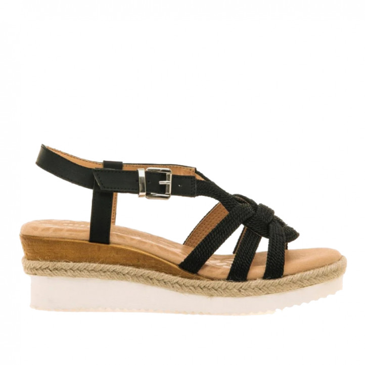 Sandalias cuña Mustang elif con suela blanca y detalle trenzado de yute - Querol online