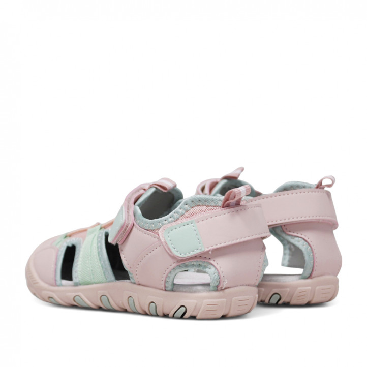 sandalias QUETS! infantiles en tonos rosados y verdes - Querol online