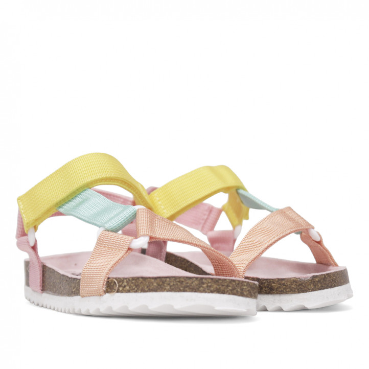 sandalias QUETS! con tiras multicolores y suela de corcho - Querol online