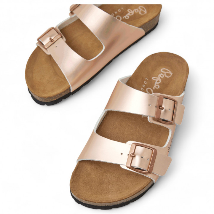 Sandalias planas Pepe Jeans maple sugar orange con doble hebilla estilo bio - Querol online