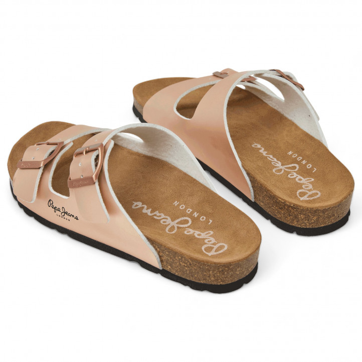 Sandalias planas Pepe Jeans maple sugar orange con doble hebilla estilo bio - Querol online