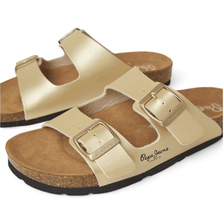 Sandalias planas Pepe Jeans golden con doble hebilla estilo bio - Querol online