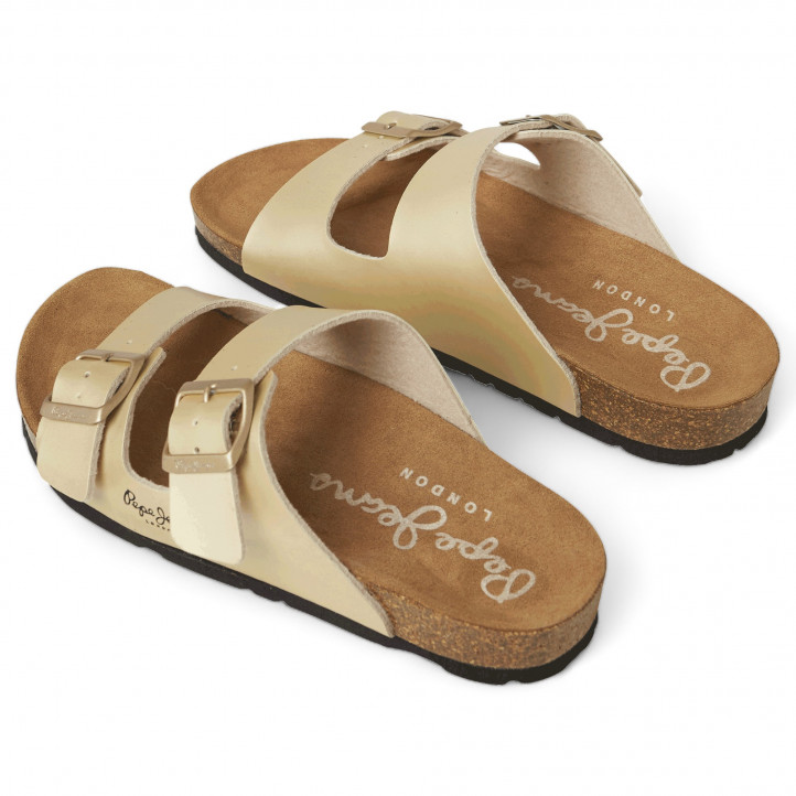 Sandalias planas Pepe Jeans golden con doble hebilla estilo bio - Querol online