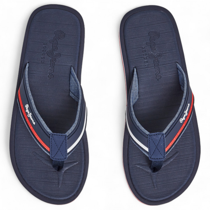 Chanclas Pepe Jeans west basic azules con detalles rojos - Querol online