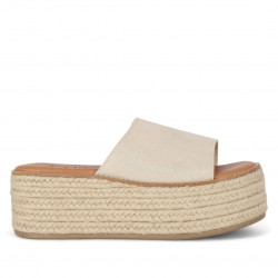 Sandàlies plataformes Chika 10 platí de pell amb plantilla embuatada y plataforma de jute - Querol online