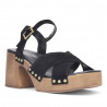 Sandalias tacón Redlove Julia negras con plataforma de madera y tiras cruzadas