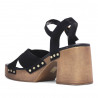 Sandalias tacón Redlove Julia negras con plataforma de madera y tiras cruzadas