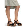 Sandalias tacón Redlove Julia negras con plataforma de madera y tiras cruzadas