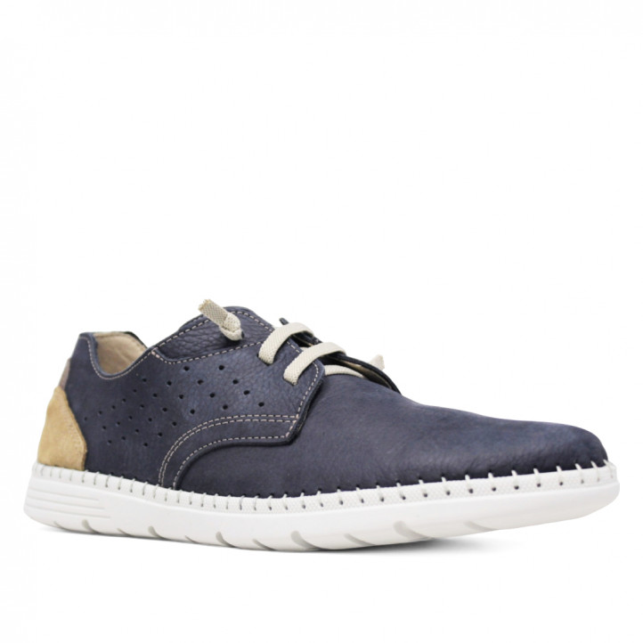 Sabates sport Lobo en color blau marí amb detalls en beige - Querol online